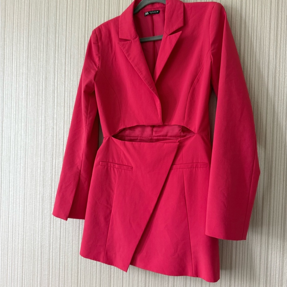 Zara Hot Pink Cutout Blazer Jacket Dress - Picture 2 of 5